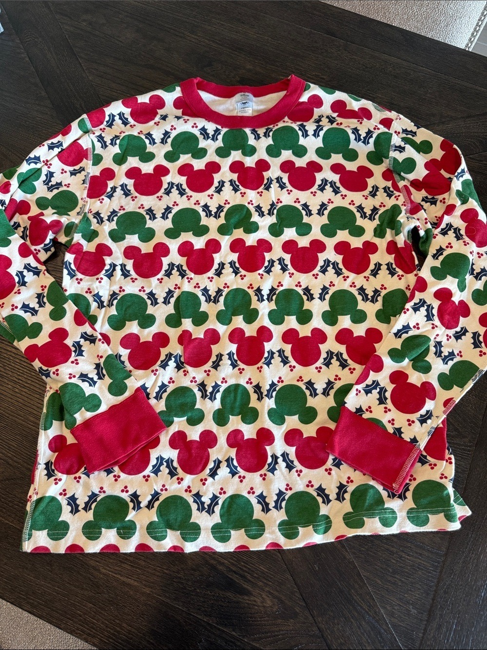Hanna Andersson Red and Green Disney Mickey Holiday Pajama Top